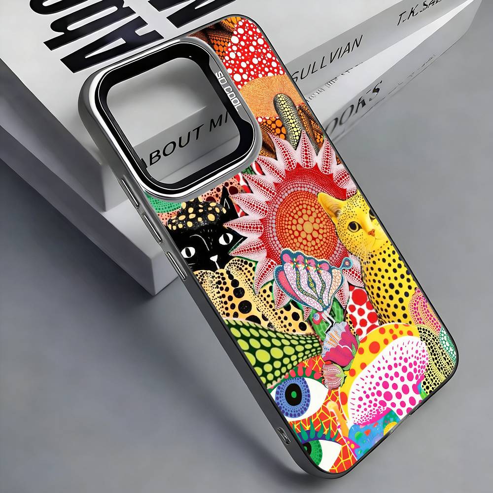 Funny Pumpkin Y-Yayoi K-Kusama Phone Case For iPhone 17, 16,15,14,13,12,11 Plus,Pro Max, Colorful Silver Funda Cover