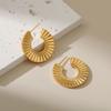Creative Fan Shaped 18k Gold Plated Retro French Geometric Stud Earrings For Women