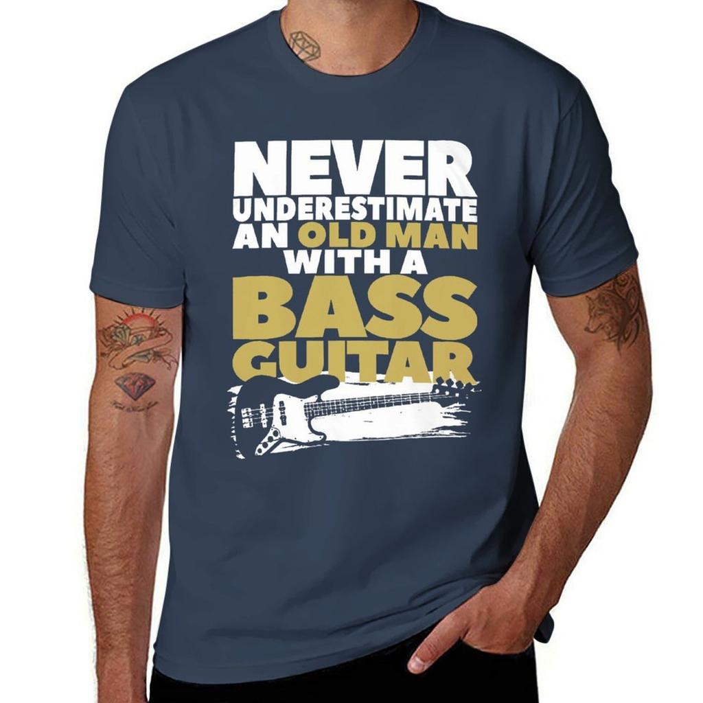 Old Unisex With A Bass Guitar Tshirt Plus Size Basic Short Sleeve Top Tshirt