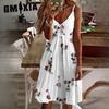 Summer Women's Sexy V-Neck Loose Printed Halter Dresses