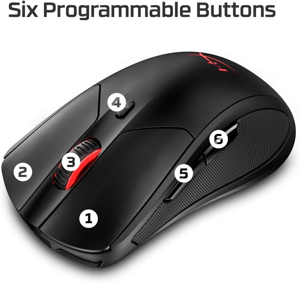 HyperX Pulsefire Dart RGB Беспроводная Игровая Qi для Мыши, Совместимая, для Геймеров, 2-летняя Гарантия, HX-MC006B (4P5Q4AA) [Использовал]