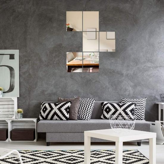 Зеркальная наклейка, самоклеящаяся, гибкая, водонепроницаемая, отражает, прозрачное украшение для дома, квадратная форма, ванная комната, гостиная, домашнее зеркало, наклейка, домашнее зеркало