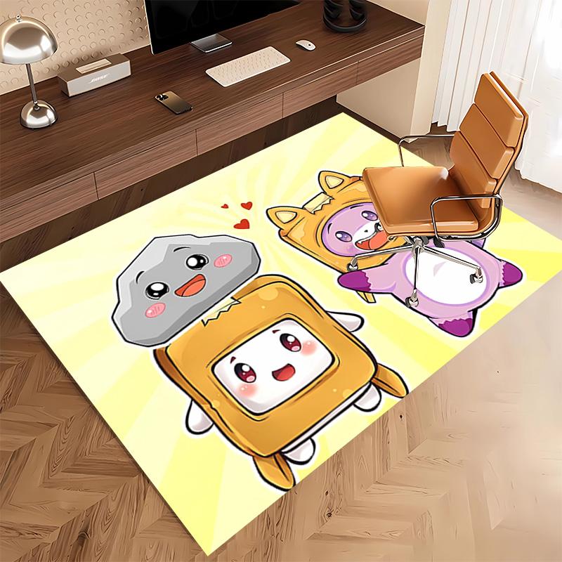 1pc Lankybox Foxy and Rocky1 Print Area Rug - Soft, Washable Non-Slip Indoor Mat, Living Room, Home Office Decorative Rug,Office Decorative