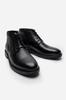 Men's Fashion Genuine Leather Thin Heeled Booties Black Lace-up Zippered Boots Shoes