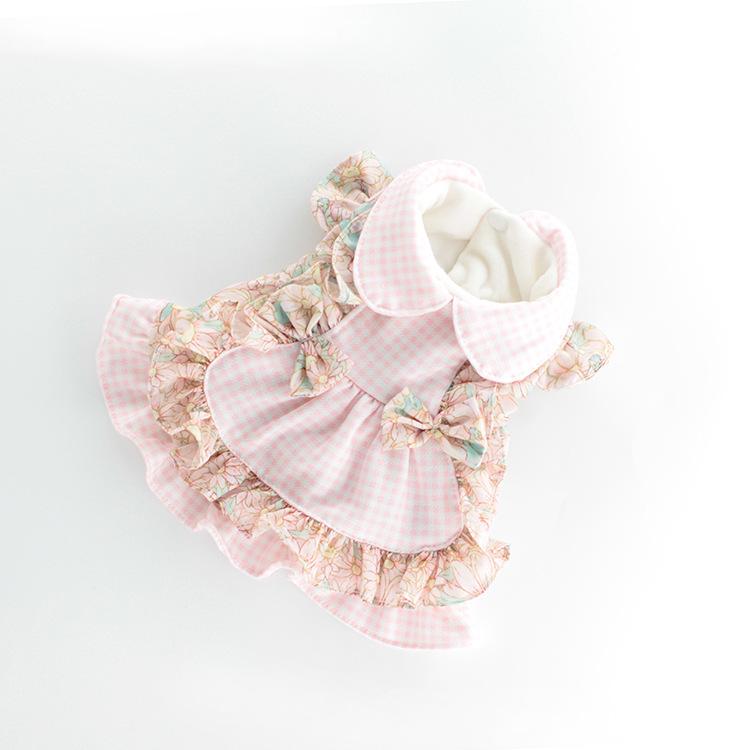 Платье для собак в клетку с цветочным принтом для кошек, милые платья в мальтийском стиле с цветочным принтом, одежда для собак маленьких собак, одежда для щенков