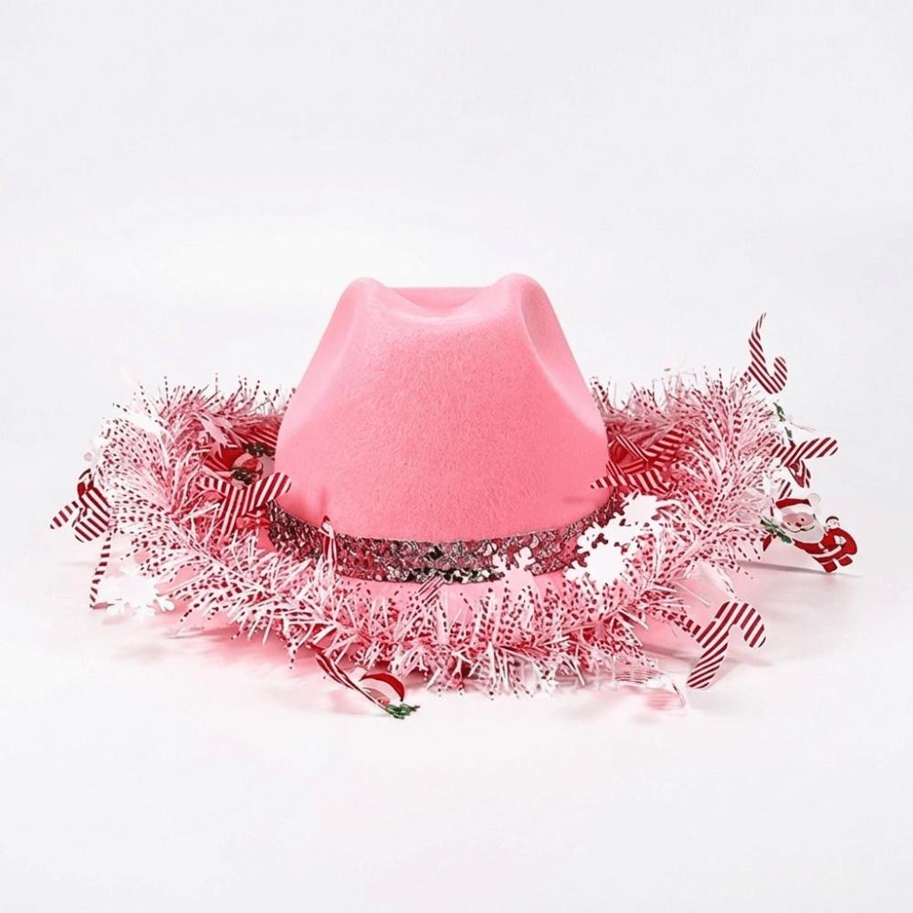 Vintage Christmas Cowboy Hat Sunscreen Wide Brim Hat Costume Hat Top Hat Valentine Day
