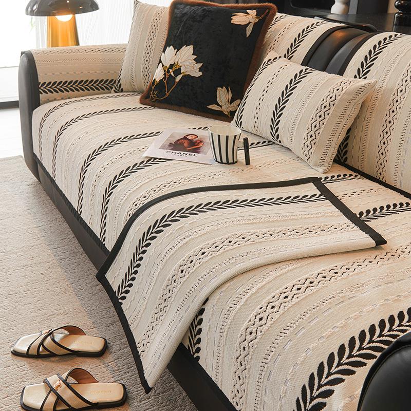 Sofa Cushion Non-Slip Retro Four-Season Universal Medium And Ancient Style Straight Row Sofa Seat Cushion Cover Cloth High-End Sofa Cover Towel
