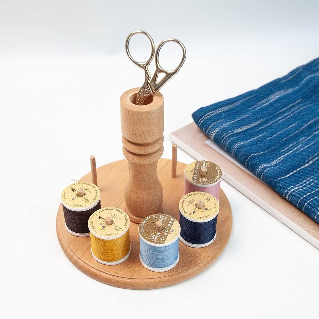 Wood Yarn Holder,8-Spools Wooden Spinning Yarn & Thread Holder,Sewing and Embroidery Thread Rack and Organizer