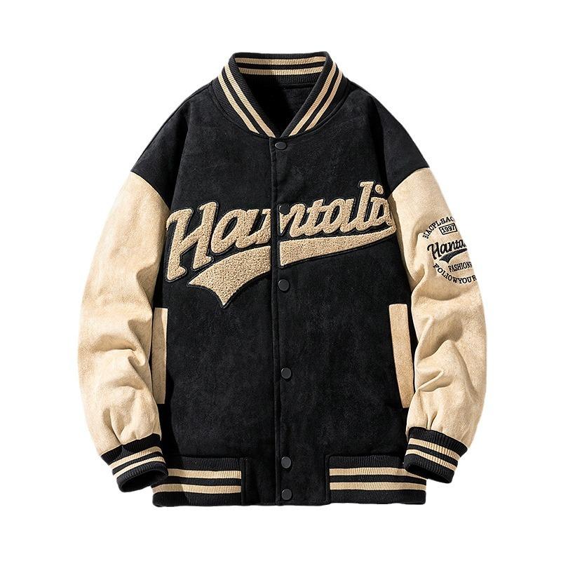 Мужская осенняя куртка из искусственной замши, бейсбольная форма, куртка, пальто, мужская уличная свободная повседневная утолщенная куртка в стиле ретро, ​​модная повседневная куртка