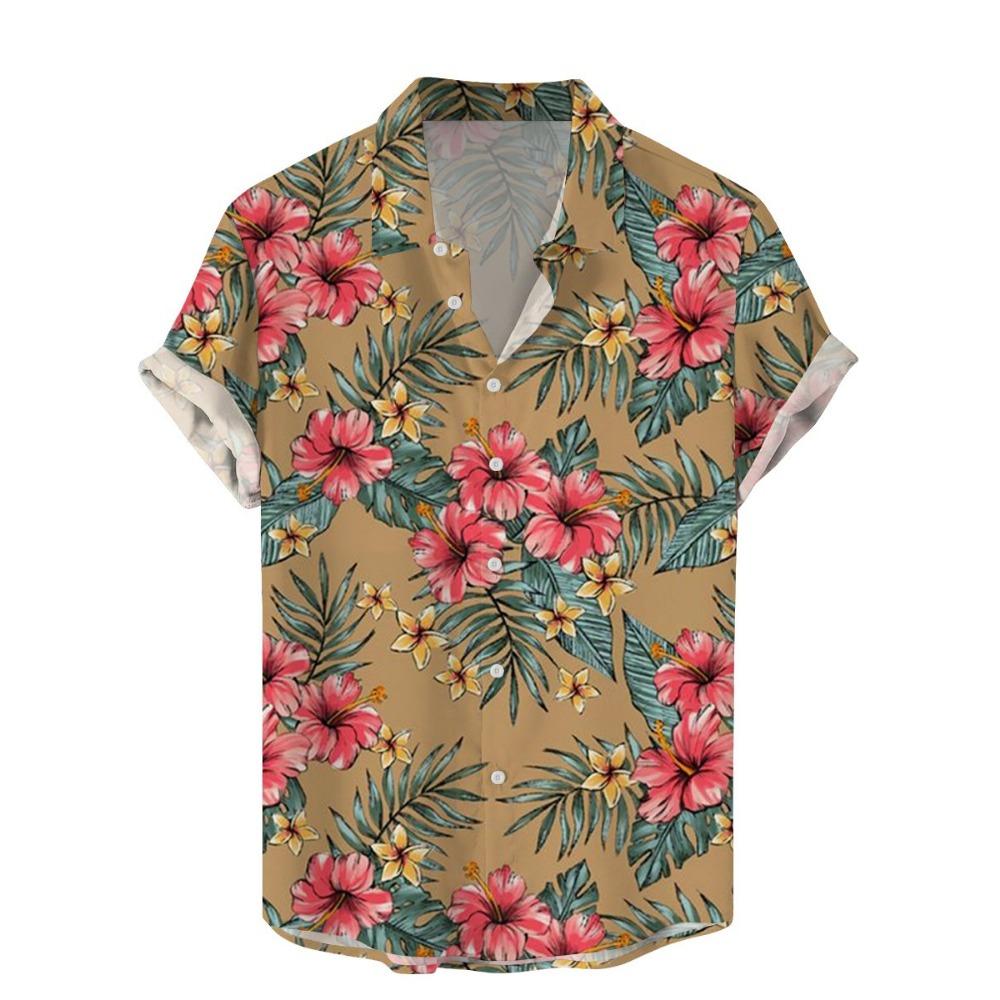 Мужская рубашка с рисунком тропических растений и 3D-принтом, летняя повседневная праздничная рубашка, новая одежда унисекс с короткими рукавами и пуговицами на лацканах