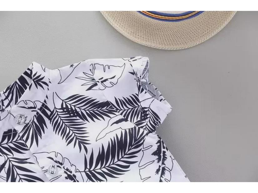 Summer Boys' Infant Casual Two-Piece Outfit - Trendy Short-Sleeve Shirt and Suit