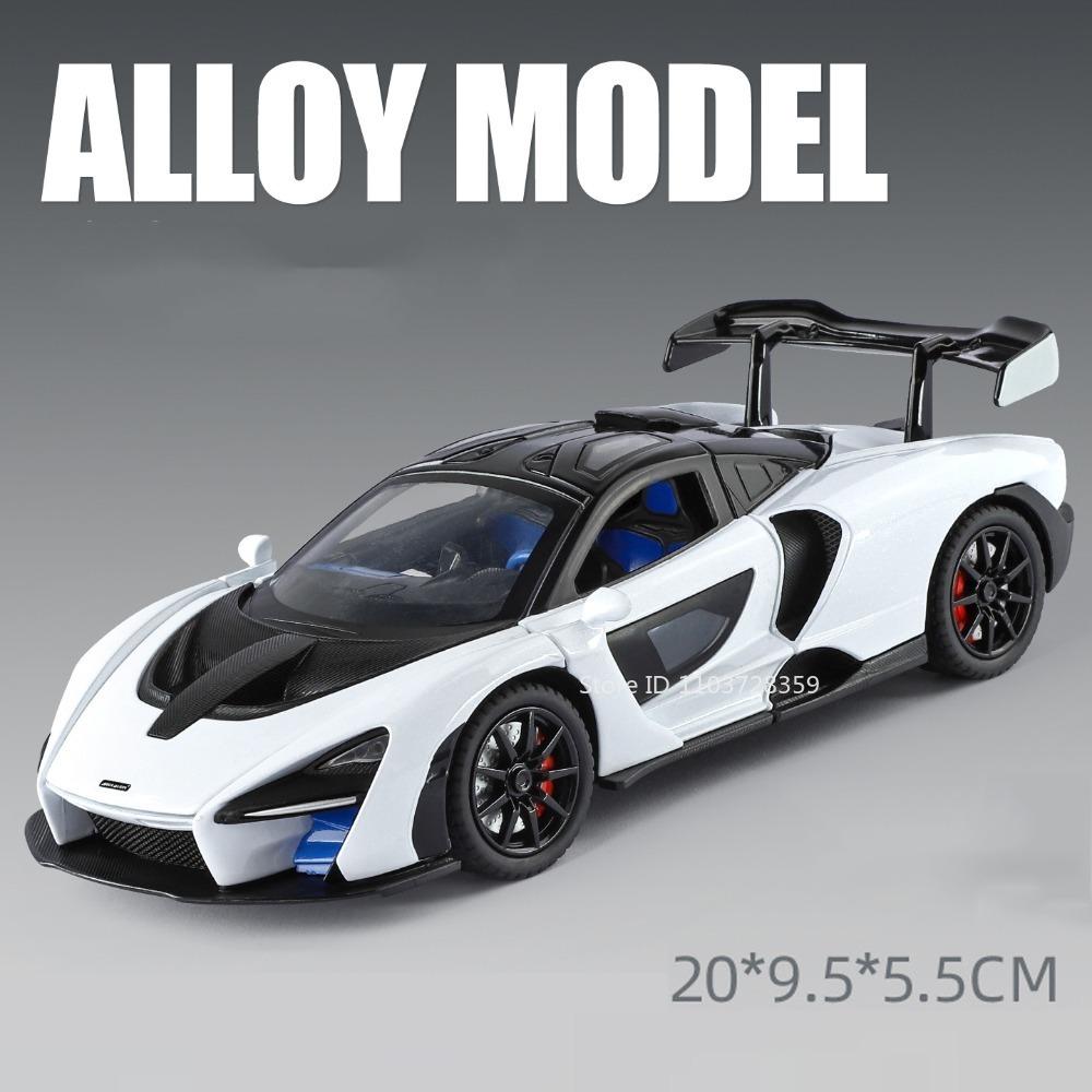 1:24 Huayra Senna Игрушечная Машинка Спрей Модели Суперкаров Металл Литье под Давлением Двери Открываются Рулевое Управление Передним Колесом Амортизация для Детских Подарков