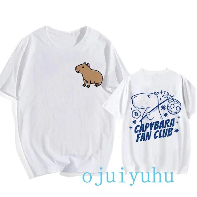 Модная футболка с капибарой для мужчин/женщин, футболка европейского размера, забавные футболки с капибарой в стиле Харадзюку, топы с мультяшным манга Y2k 90-х годов, гранж-футболка, одежда