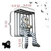 Жуткая Подвесная Декорация Череп Пленника в Клетке с Технологией Сенсоров, Мигающими Глазами и Звуком для Праздничных Декораций