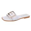 Slippers Women's Summer Is Good To Wear Square Buckles, One-word Drag Women's Flat-bottomed Sandals Are Fashionable and Casual