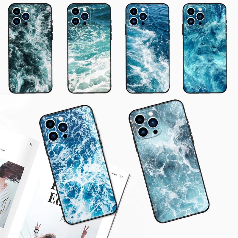 Синий чехол Sea Ocean Waves для iPhone 15 14 13 12 11 Pro Max Mini Cover X XR XS SE 8 7 14 15 Plus Аксессуары