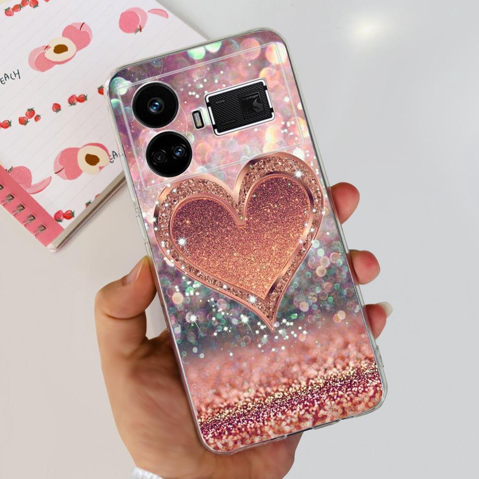 For Realme GT5 Case Clear Silicone Soft TPU Cover For OPPO Realme GT 5 RealmeGT5 Cases Flower Marble Jelly Bumper Coques