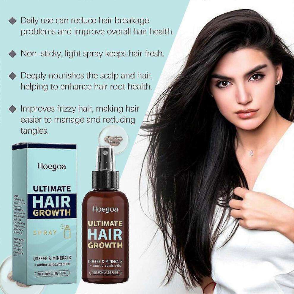 Ultimate Hair Growth Spray: Strengthens the scalp and hair – Natural serum for longer, thicker, fuller hair, 125 nutrients