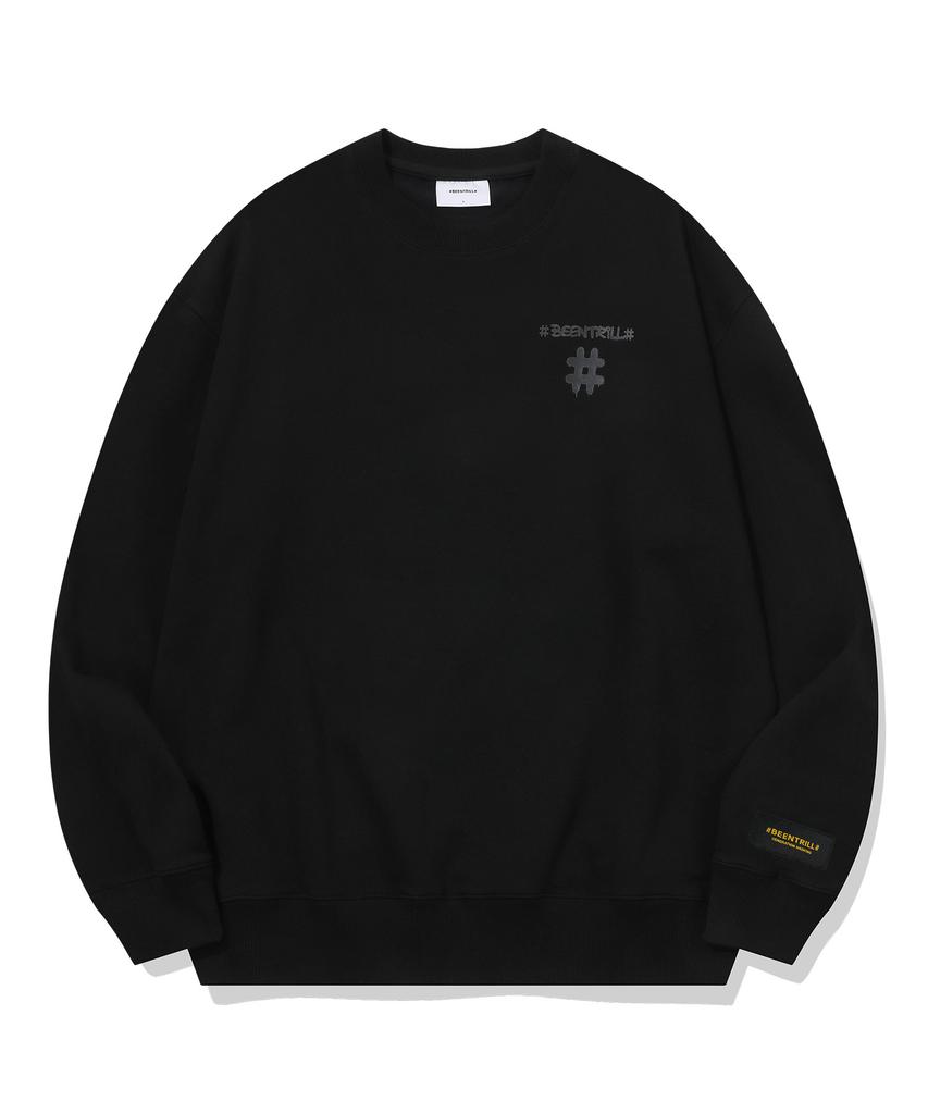 BEENTRILL [24Fw] Spray Hashtag Sweatshirt (Black)
