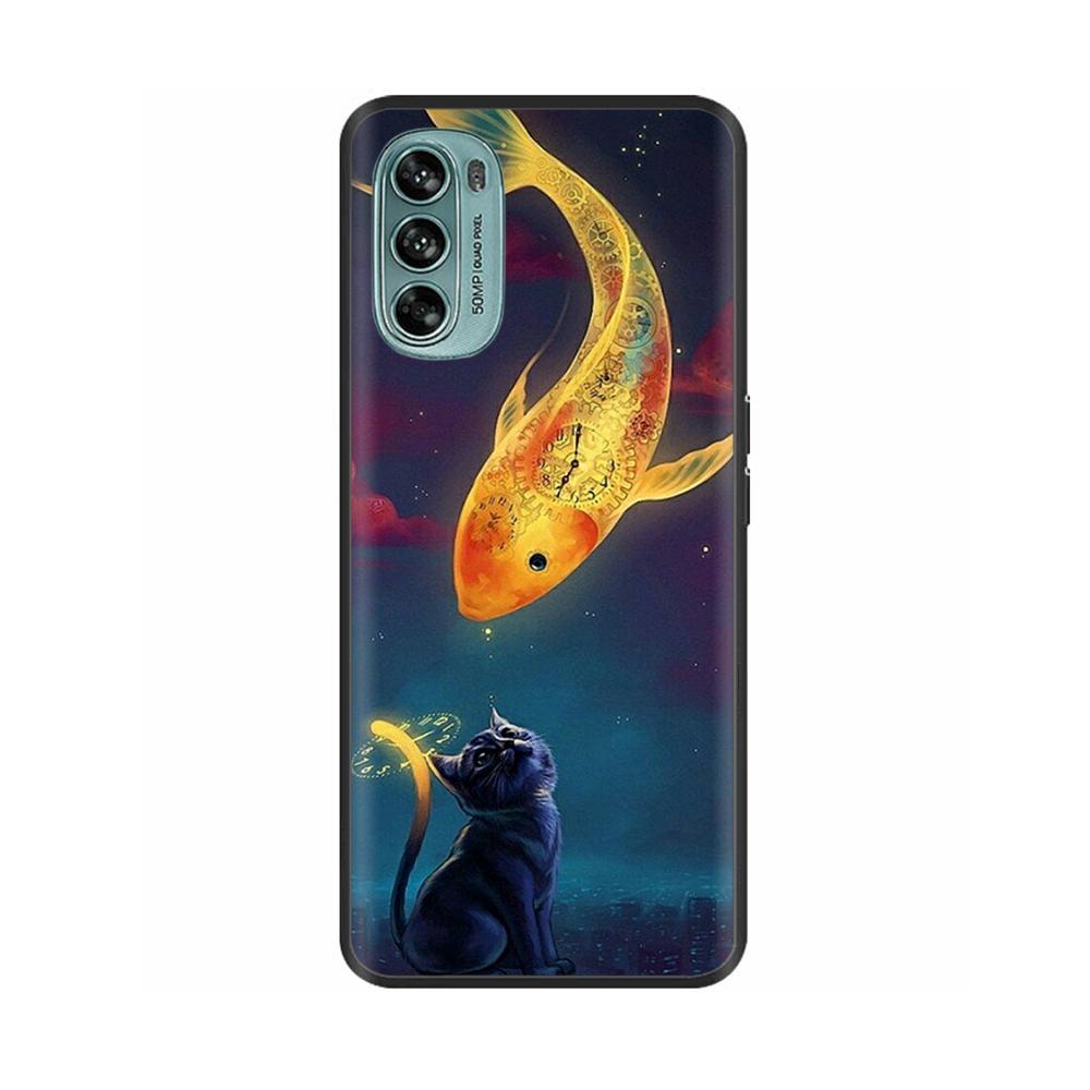 Чехол для Moto G62 5G Чехол Милый Мультяшный Принт Мягкий Черный Силикон Чехлы для Телефона Для Motorol Moto G62 G 62 Чехол Ударопрочный Fundas