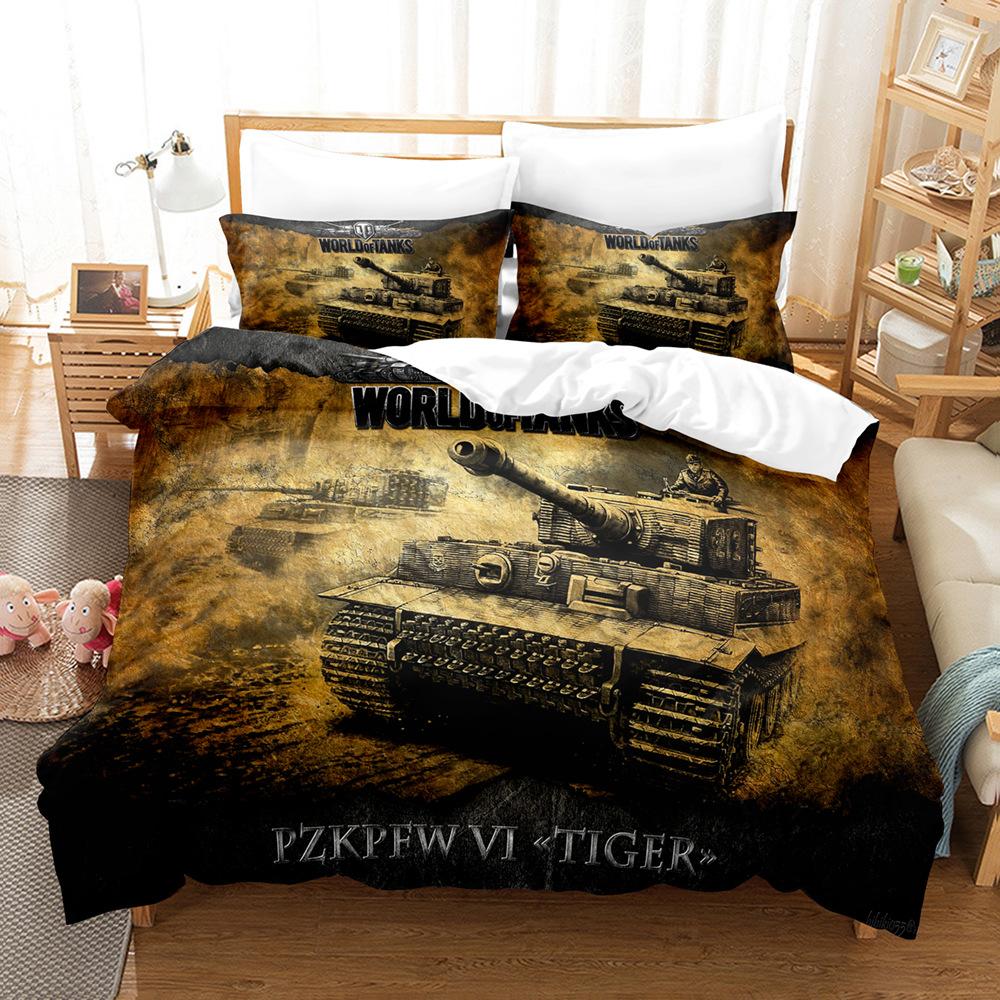 Комплект пододеяльника Tank, Пододеяльник с тематикой игровой военной сцены для подростков и взрослых, Военный геймерский декор для спальни, Постельный комплект