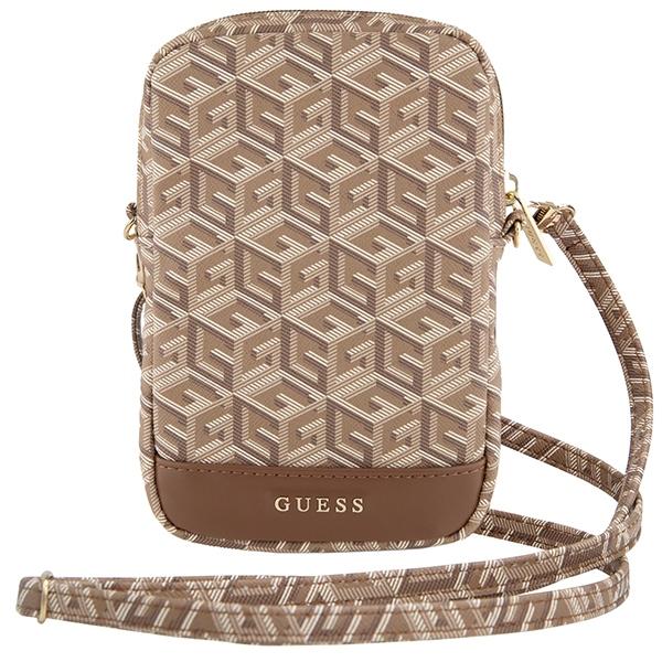 Torebka Guess Brązowa Zip GCube Bottom Stripe