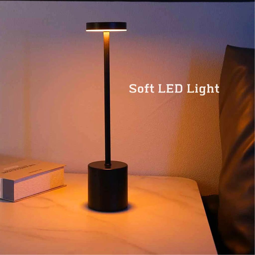 New Simple LED Rechargeable Metal Table Lamp Three Colors Bedside Creative Ambient Light Outdoor Decoration Night Light