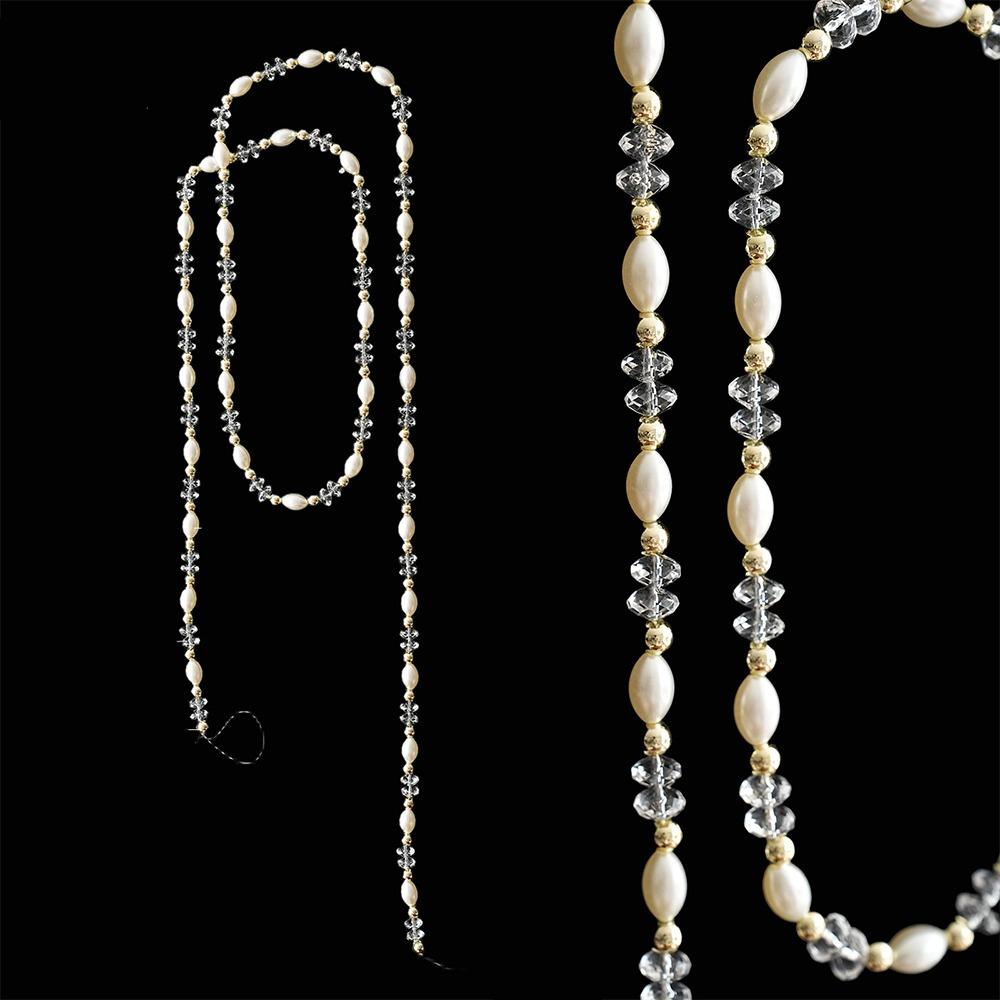 Clear Christmas Acrylic Bead Garland Faux Pearl Glitter Christmas Branches Xmas Tree