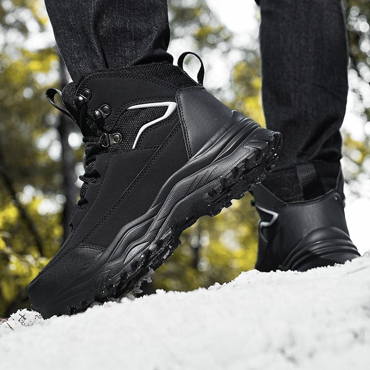 Кроссовки мужские высокие мужские уличные флисовые теплые зимние спортивные тренировочные мужские туфли для скалолазания