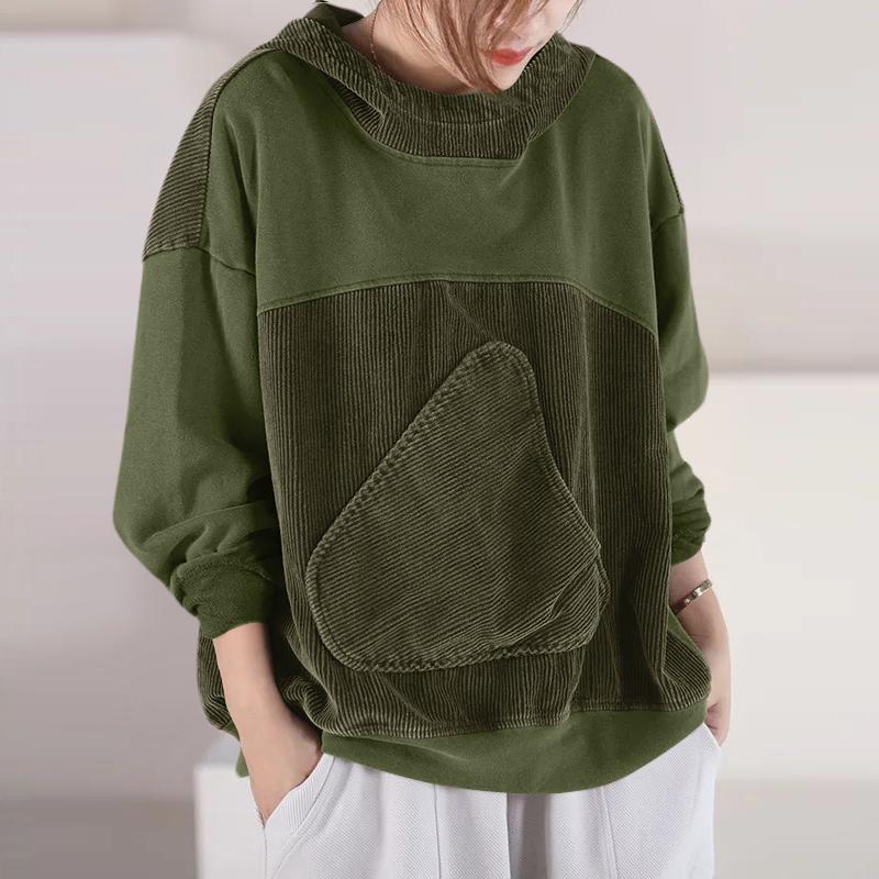 ZANZEA Women Casual Long Sleeve Patchwork Pullover Hoodies