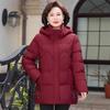 Women's Genuine Down Mid-Length Winter Jacket - Loose Fit, Plus Size, Embroidered, National Standard 90 White Duck Down Coat for Seniors