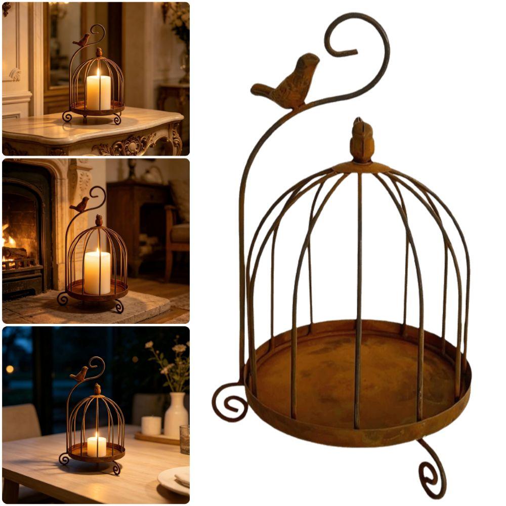 Distressed Iron Decorative Hanging Birdcage Photo Props Iron Candleholder  Home Decoration