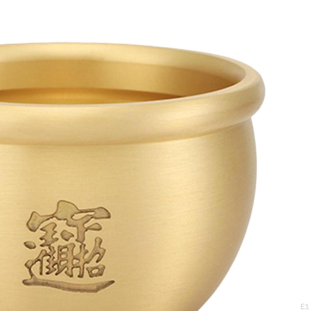 Bai Fu Golden Treasure Basin Statue Decorations Chinese Box Wealth Fruit Money Pot Copper