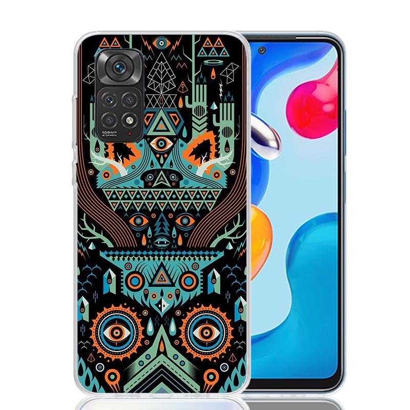 Mayan Stone Totem Pole Phone Case For Xiaomi Redmi Note 13 14 15 Pro Plus 12S 12 14S 11S 11E 10 10S 11 11T 5G 4G Cover Coque Red