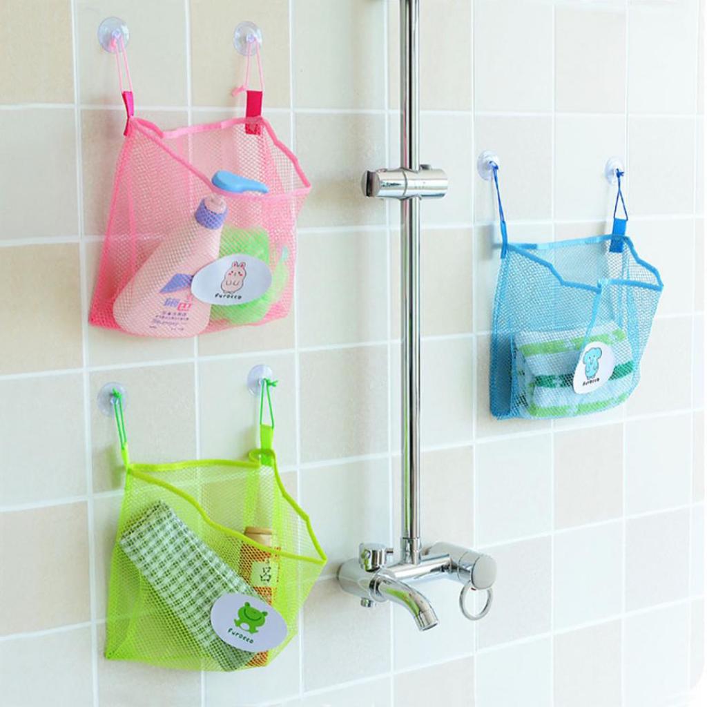 Bathroom Organizer Net Baby Bath Time Tidy Storage Toy Suction Cup Mesh Bag MIT
