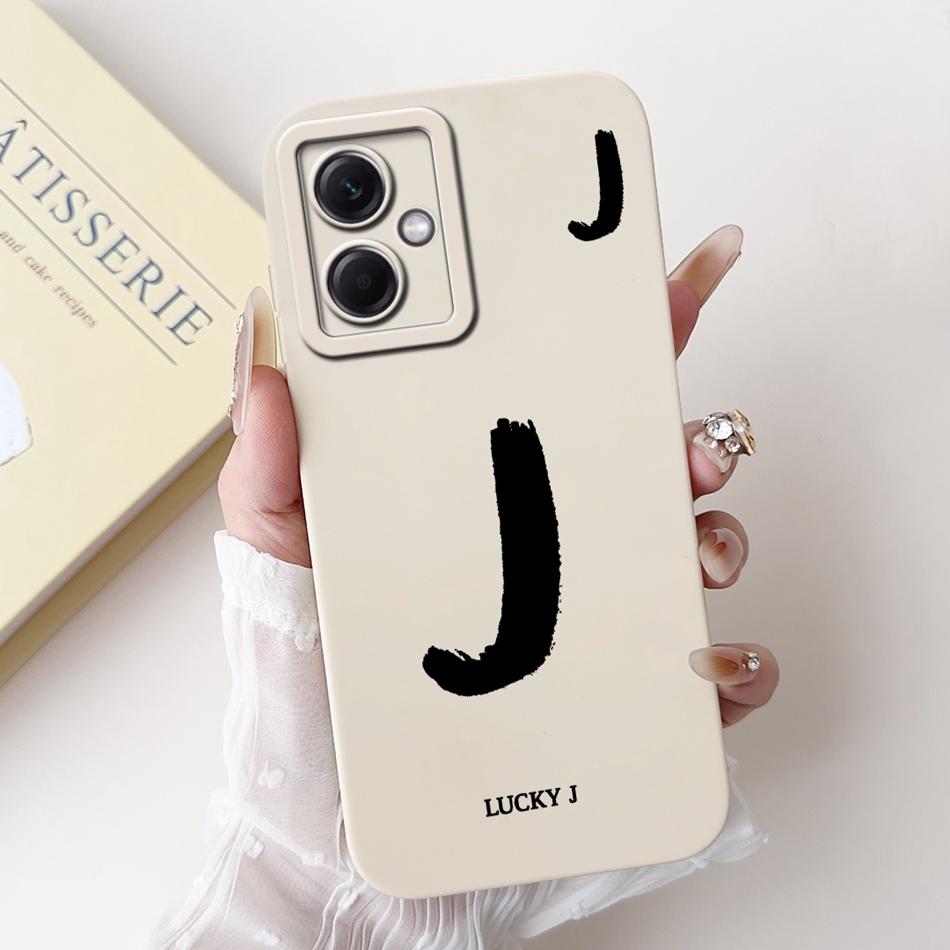 For Xiaomi Redmi Note 12 5G Lucky Initial Letter Phone Case For Redmi Note 12 Pro 5G Note12 Soft Silicone Shockproof Bumpers