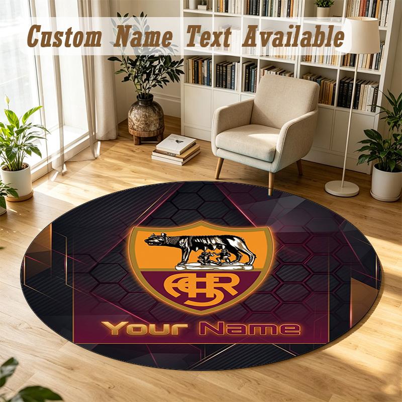 Round Rug Custom NameAS Roma Pattern Non Slip Carpet Home Floor Decor