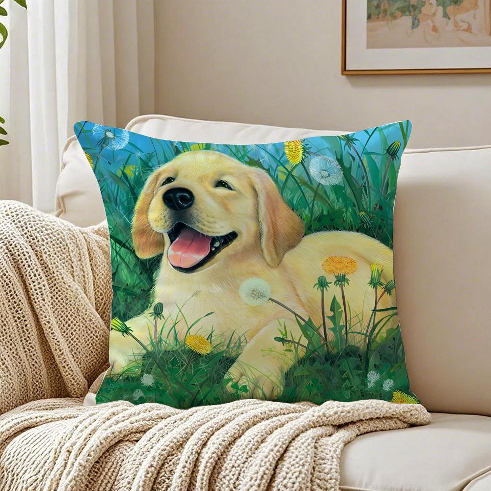 Labrador Retriever Pillow Friendly Dog Plush Cushion Cushion Cover Pillowcase Anti-Dustmite Living Room Sofa Decor Cushion Room