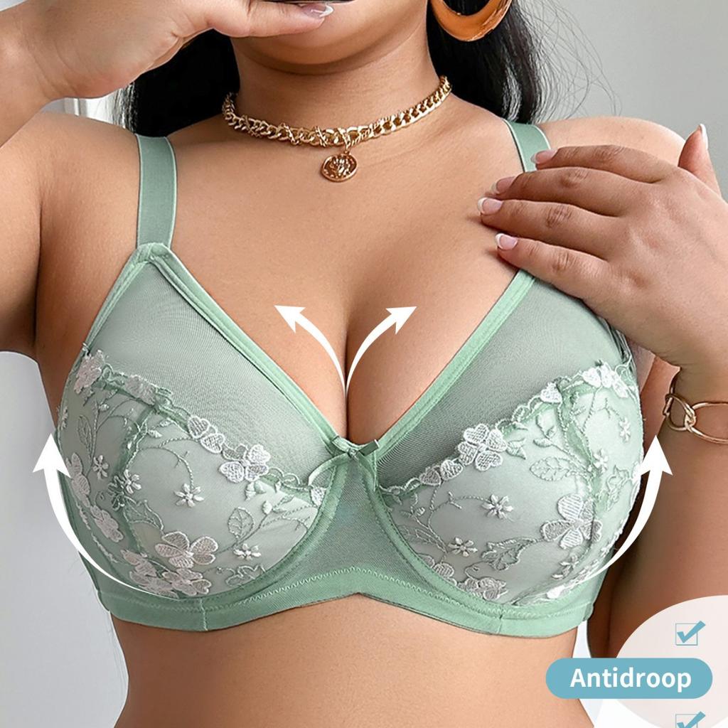 Thin Plus Size Bra for Women with Side Push-up Underwire Adjustable Anti-sagging Bra