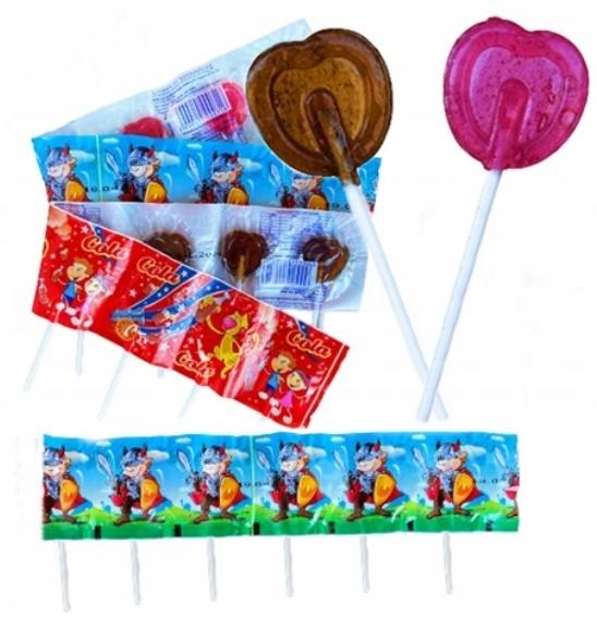 Heart Lollipops ON A STRIP Fruit Hearts Cola KARWIT 8 x 5g