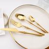 Dinnerware 18/10 Red Gold Stainless Steel Western Tableware Steak Dinner Spoons Set Knife and Fork Set Household Fork Teaspoons
