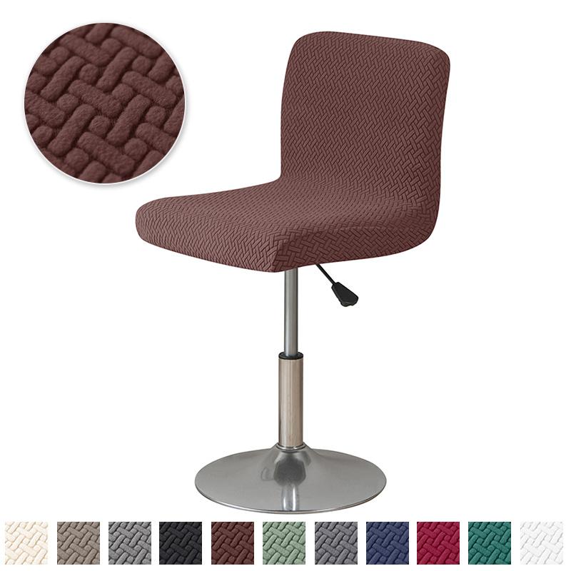 1Pc Jacquard Bar Stool Chair Cover Stretch Spandex Office Chair Slipcovers Short Back Chair Covers For Dining Room Kitchen