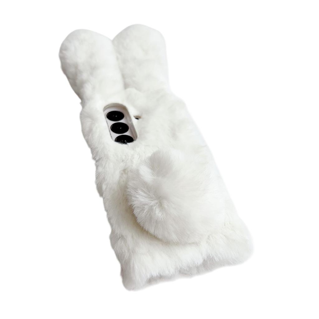 Чехол для Samsung Galaxy Z Fold7 5G Плюшевый зимний чехол для телефона из твердого ПК с заячьими ушками