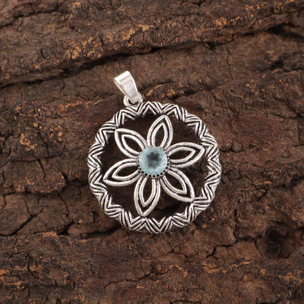 Sky Blue Topaz Gemstone Pendant, Handmade Gorgeous Jewelry, 925 Solid Sterling Silver Jewelry, Everyday Pendant For Wedding Gift