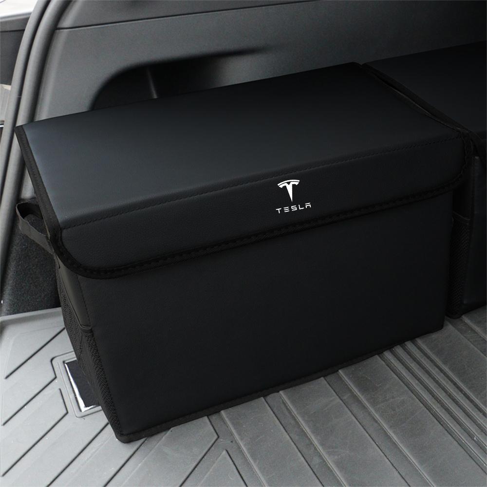 ZFX1 Large Capacity Car Rear Trunk Logo Emblem Storage Box Organizer Auto Accessories For Tesla Model 3 Model Y Model S Model X WYE