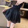 Summer Sweet Mesh Mini Skirt Women Fairy Flowing Gauze High Waist Slimming Solid Color Fluffy Pleated Short Skirts