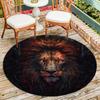 Flame Cool Lion Round Rug Floor Mat Doorway Rug With Nonslip Backing Outdoor Patio Camping Rug Floor Mat Living Room Bedroom Decoration