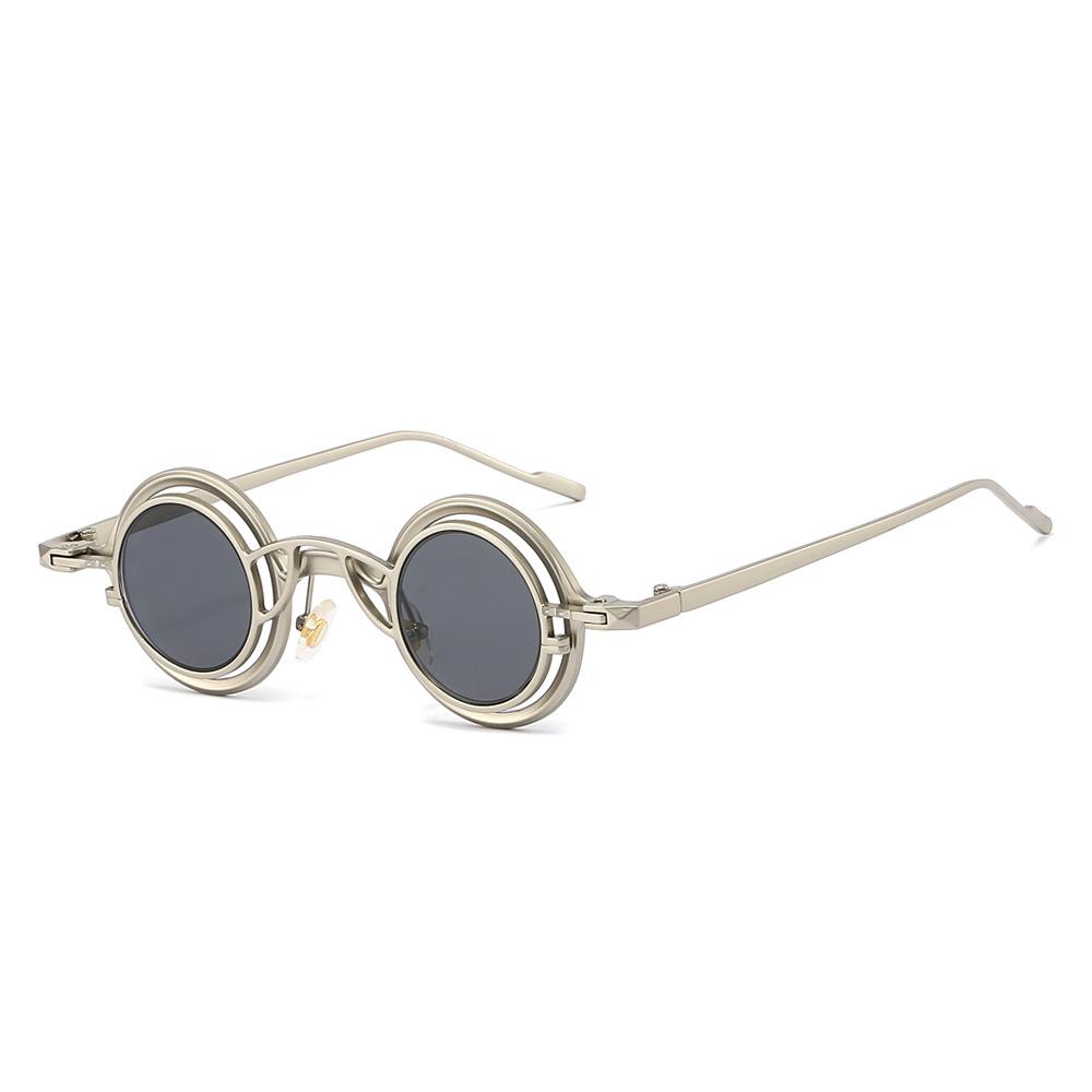 High Quality High End Designer Style Retro Trendy Alloy Metal Round Shaped For Both Male Men Female Sun Glasses