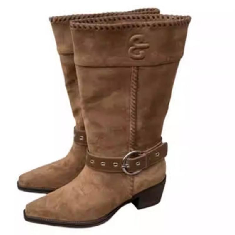 Ботинки-чулки с широким голенищем, с отворотом, два способа носки, остроносые ковбойские ботинки в западном стиле, летние ботинки, женские универсальные ботинки на толстом каблуке средней высоты