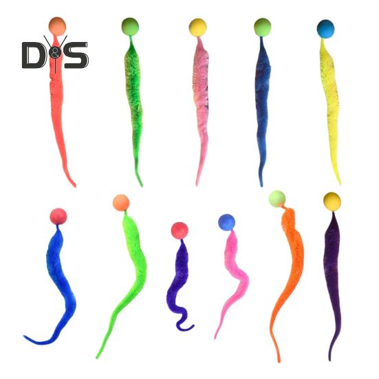 Интерактивный прыгучий мяч с хвостом, разноцветный пушистый червяк, прыгучий мяч для кошек, игрушка для преследования кошек в помещении в виде радужного червяка